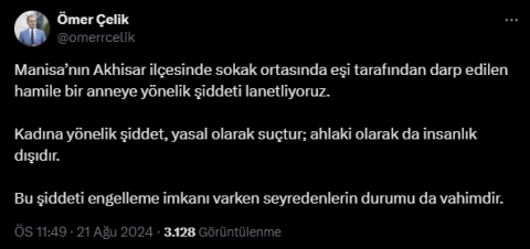 AK Parti'li Çelik: Hamile bir anneye yönelik şiddeti lanetliyoruz