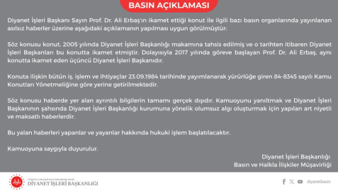 Diyanet İşleri Başkanlığı'ndan 'konut' açıklaması